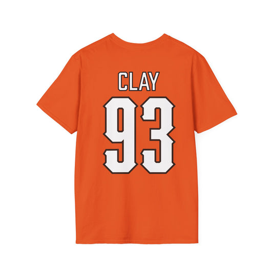 Collin Clay #93 Orange Cursive Cowboys T-Shirt