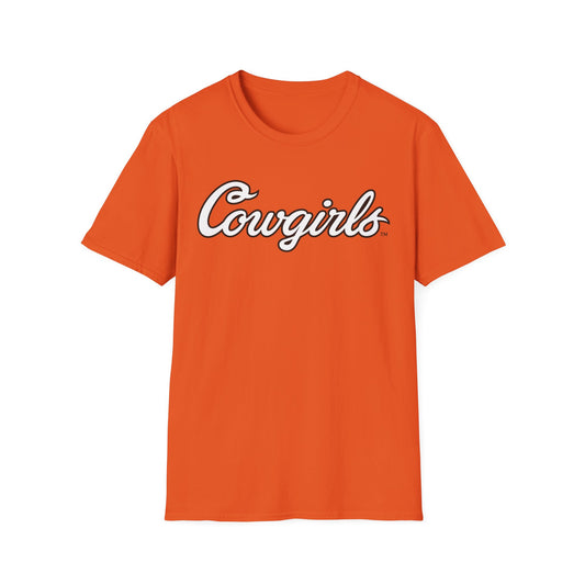 Taryn Thibeau #21 Orange Cursive Cowgirls T-Shirt