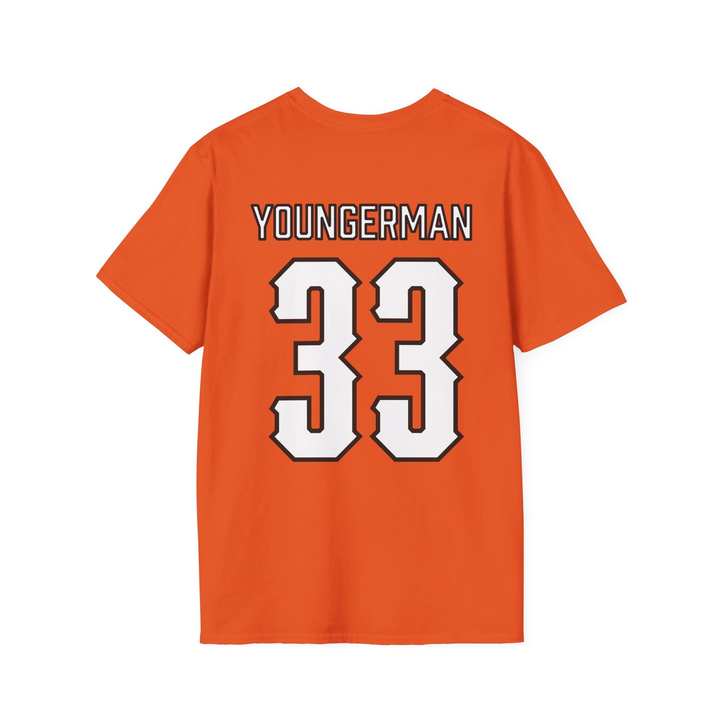 Sean Youngerman #33 Orange Cursive Cowboys T-Shirt