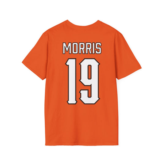 Alex Morris #19 Orange Cursive Cowgirls T-Shirt
