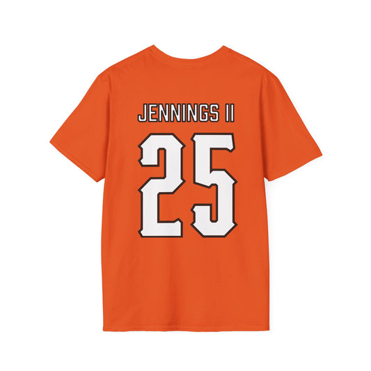 Robert Jennings II #25 Orange Cursive Cowboys T-Shirt