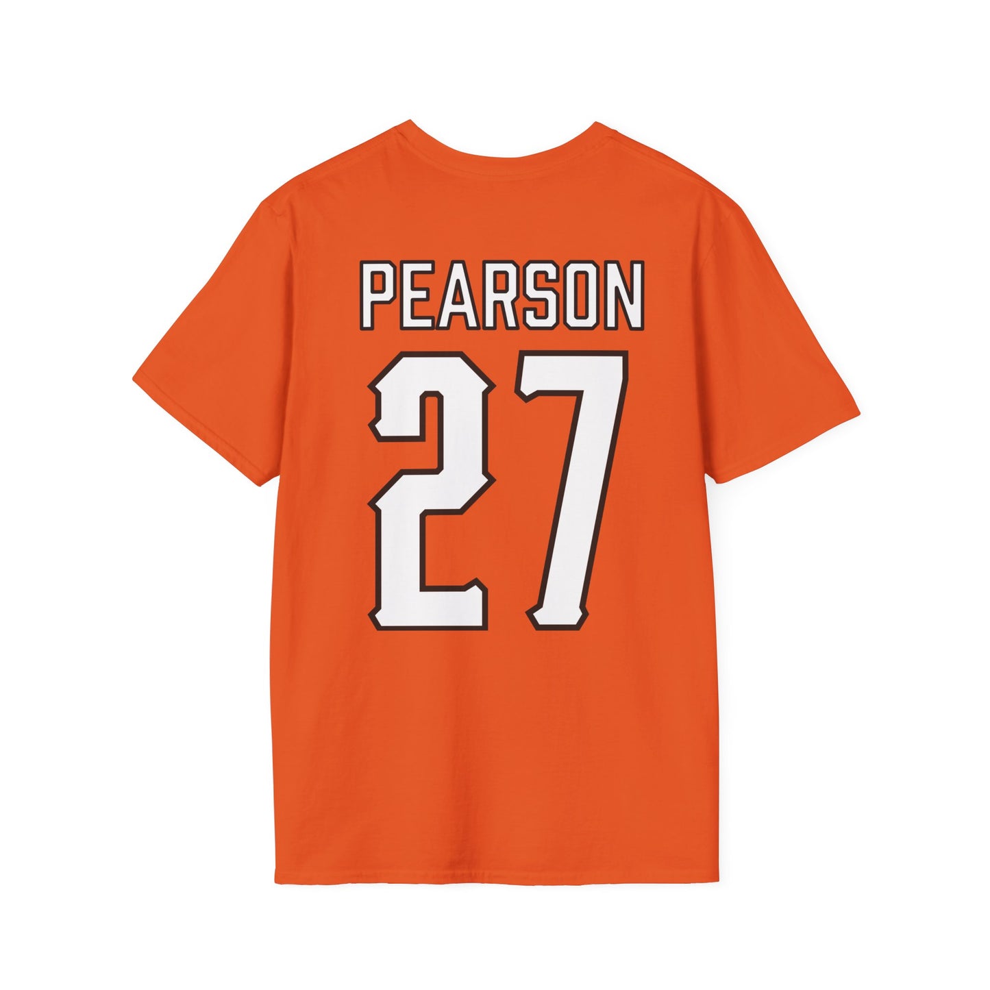 Kyler Pearson #27 Orange Cursive Cowboys T-Shirt