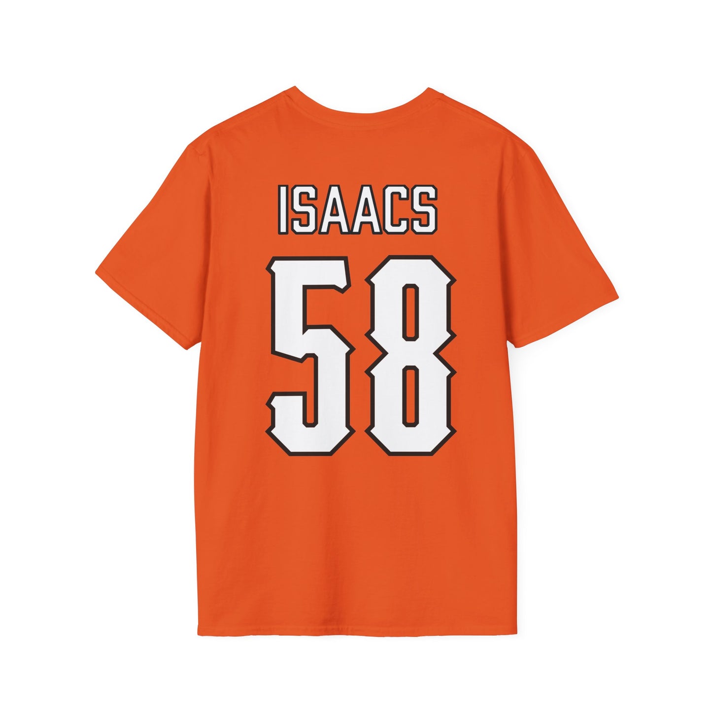 Ashton Isaacs #58 Orange Cursive Cowboys T-Shirt