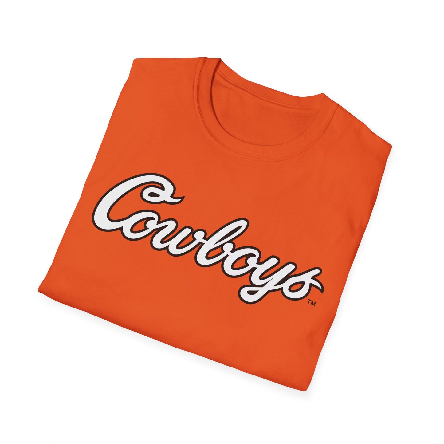 AJ Ridener #90 Orange Cursive Cowboys T-Shirt