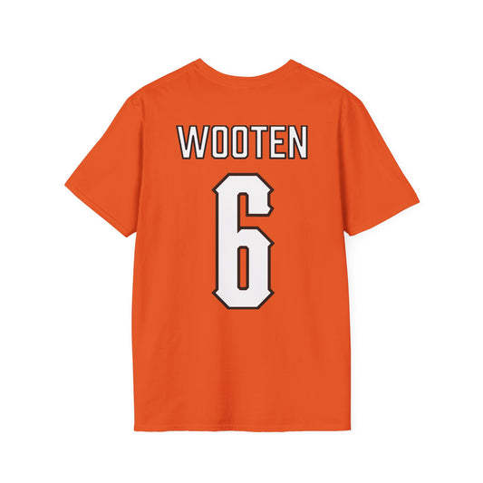 Jadyn Wooten #6 Orange Cursive Cowgirls T-Shirt