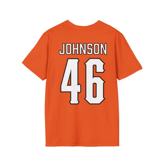 Temerrick Johnson #46 Orange Cursive Cowboys T-Shirt