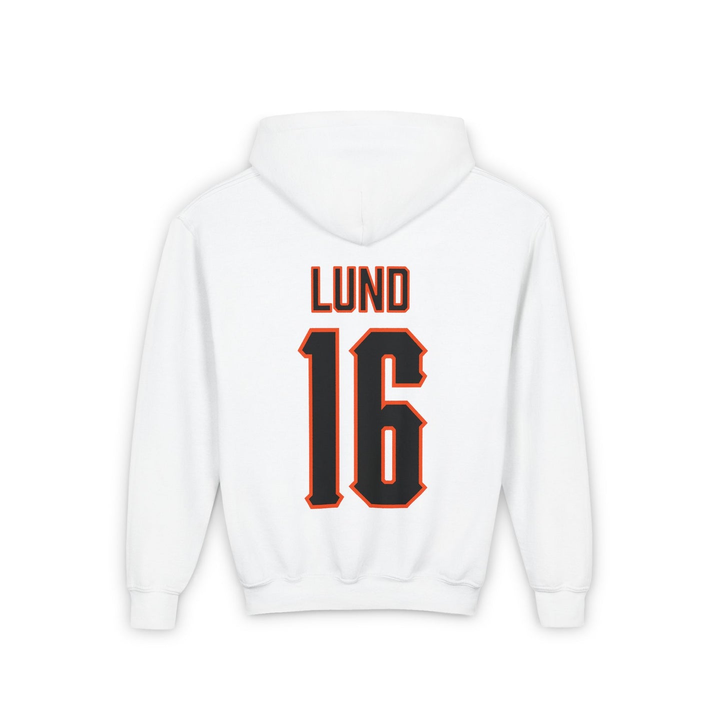 Youth Ethan Lund #16 Cursive Cowboys Hoodie