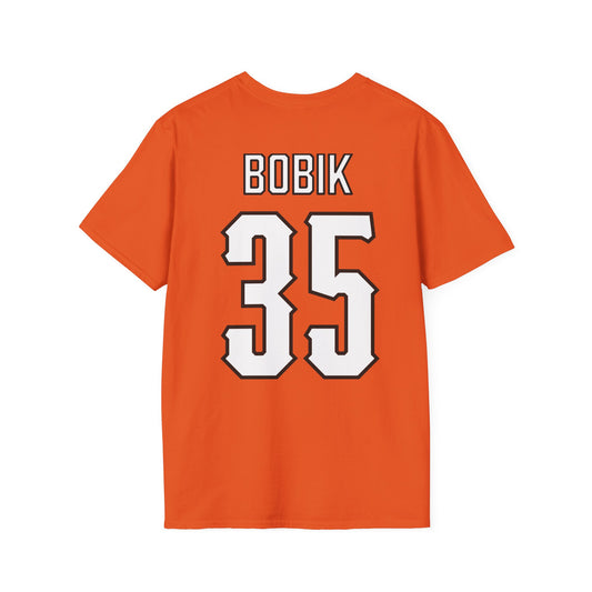 Jaxton Bobik #35 Orange Cursive Cowboys T-Shirt