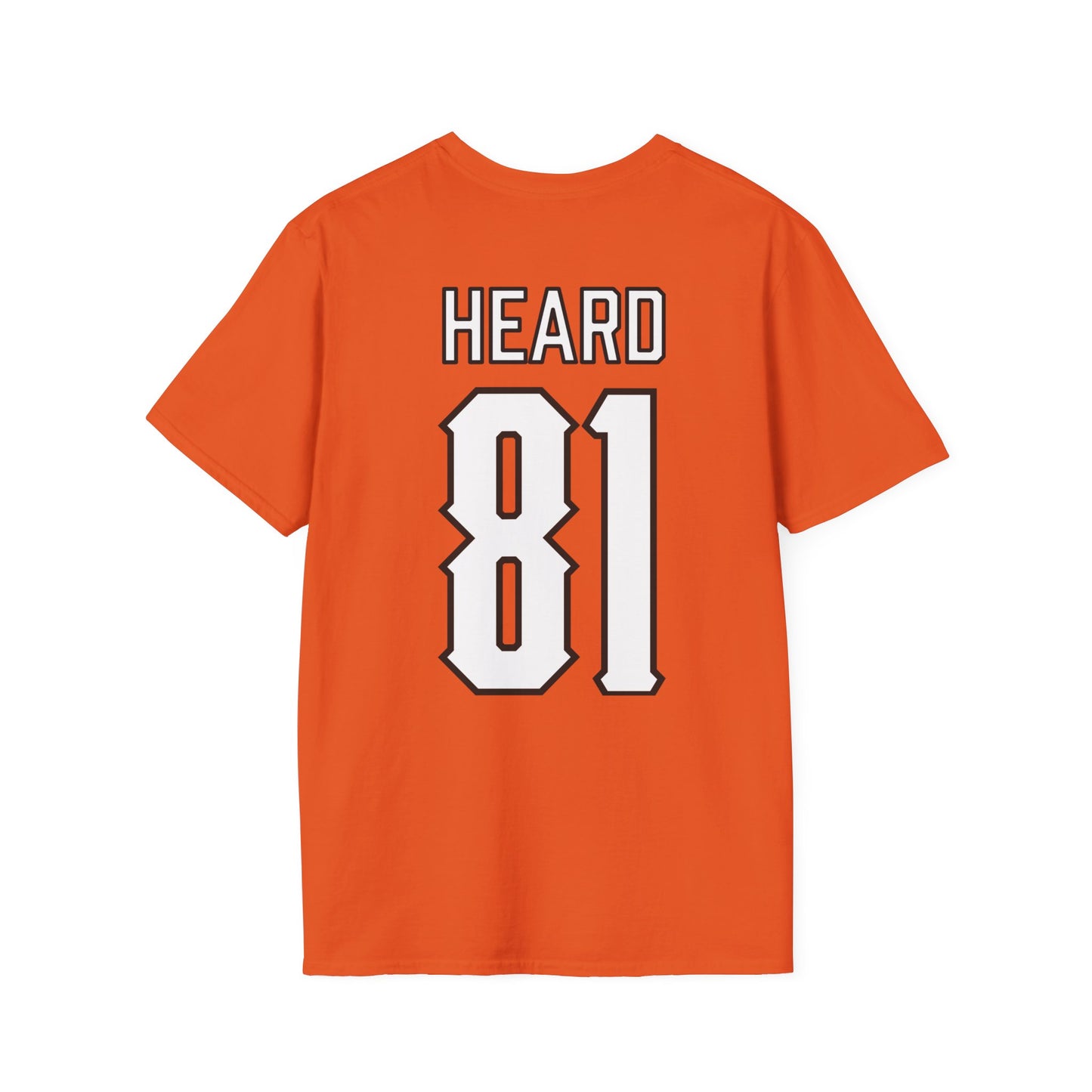 Camron Heard #81 Orange Cursive Cowboys T-Shirt