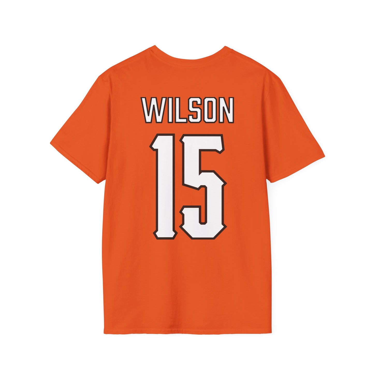 Garret Wilson #15 Orange Cursive Cowboys T-Shirt