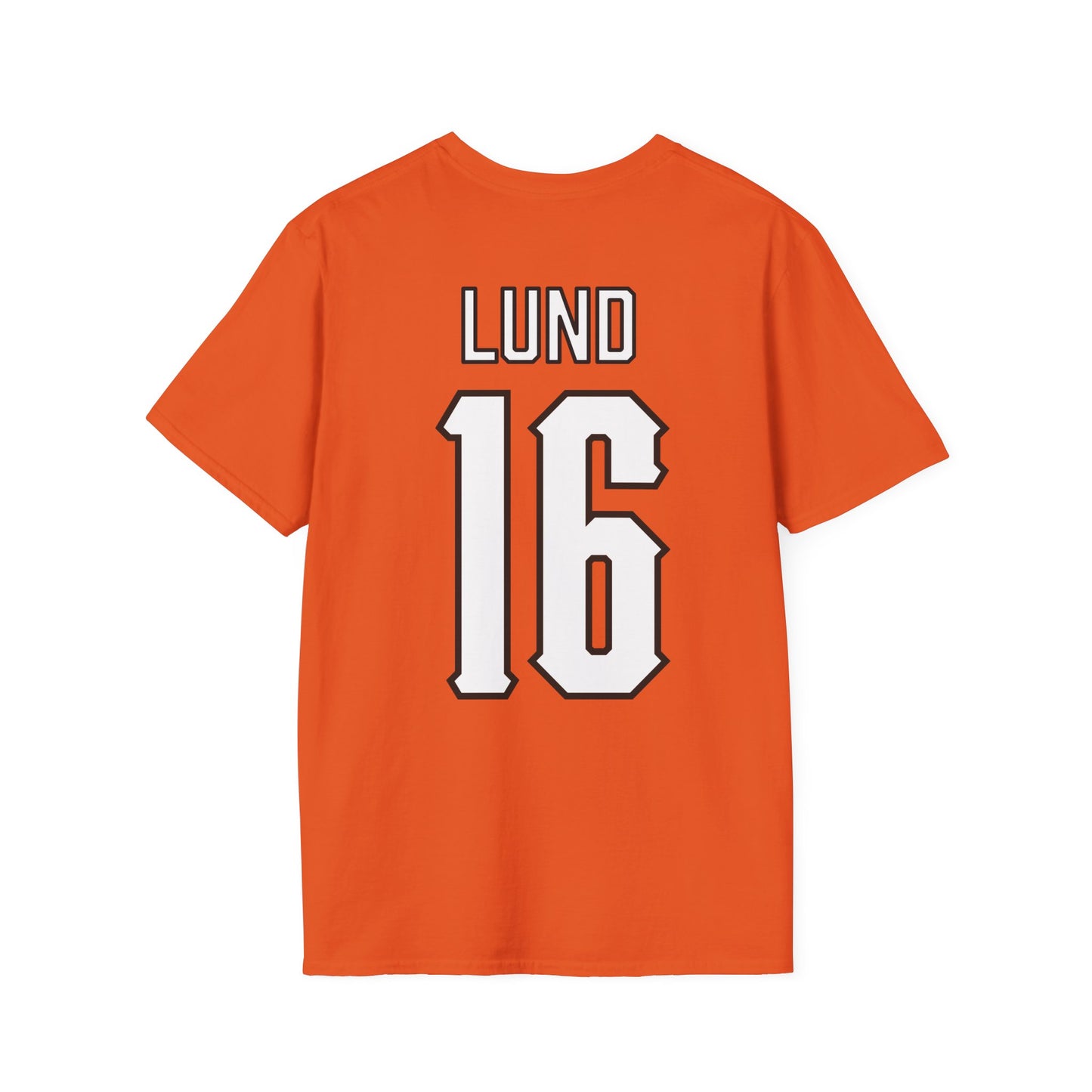 Ethan Lund #16 Orange Pokes T-Shirt