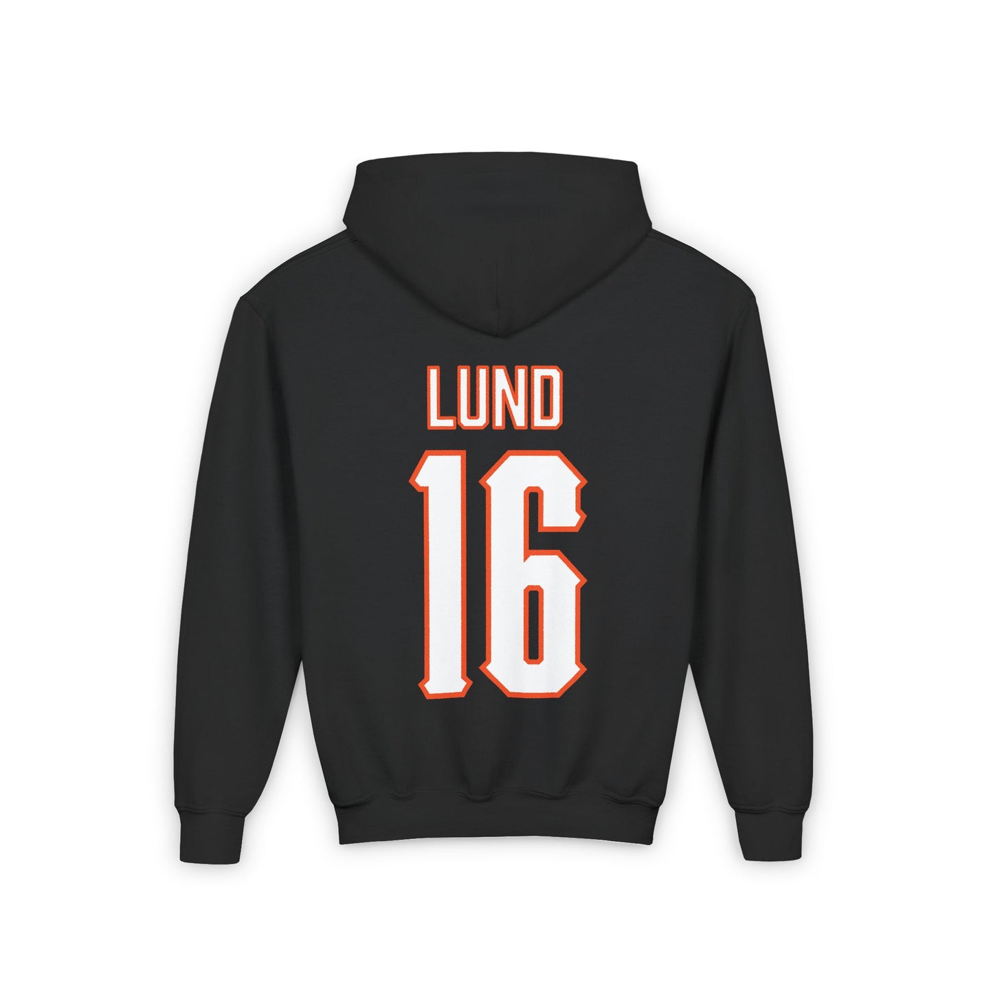 Youth Ethan Lund #16 Cursive Cowboys Hoodie