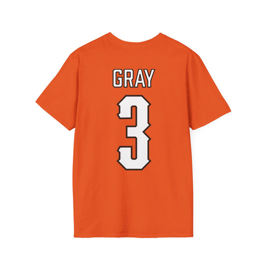 Micah Gray #3 Orange Cursive Cowgirls T-Shirt