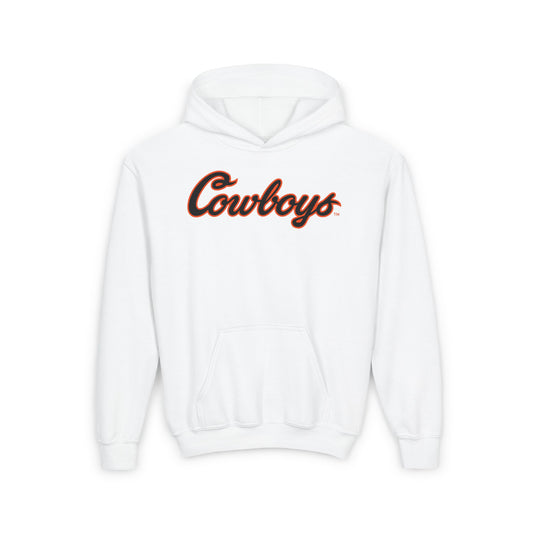 Youth Matthew Brown #27 Cursive Cowboys Hoodie