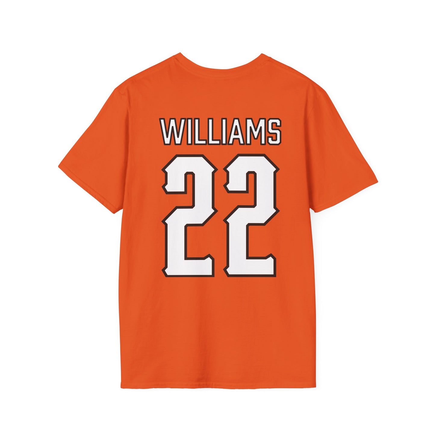 C.J. Williams #22 Orange Cursive Cowboys T-Shirt