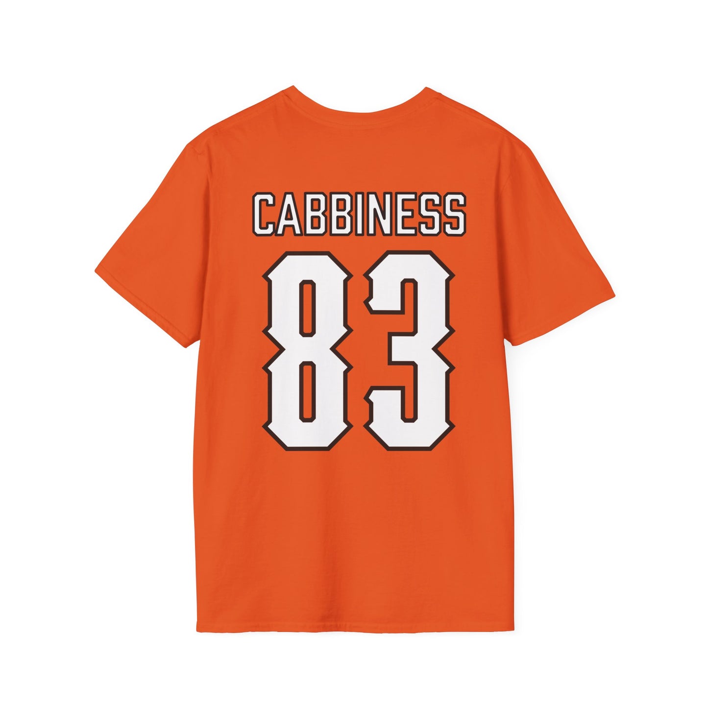 Cale Cabbiness #83 Orange Cursive Cowboys T-Shirt