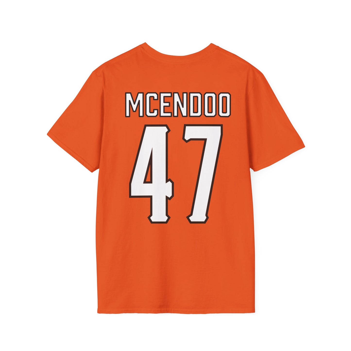 Luke McEndoo #47 Orange Cursive Cowboys T-Shirt