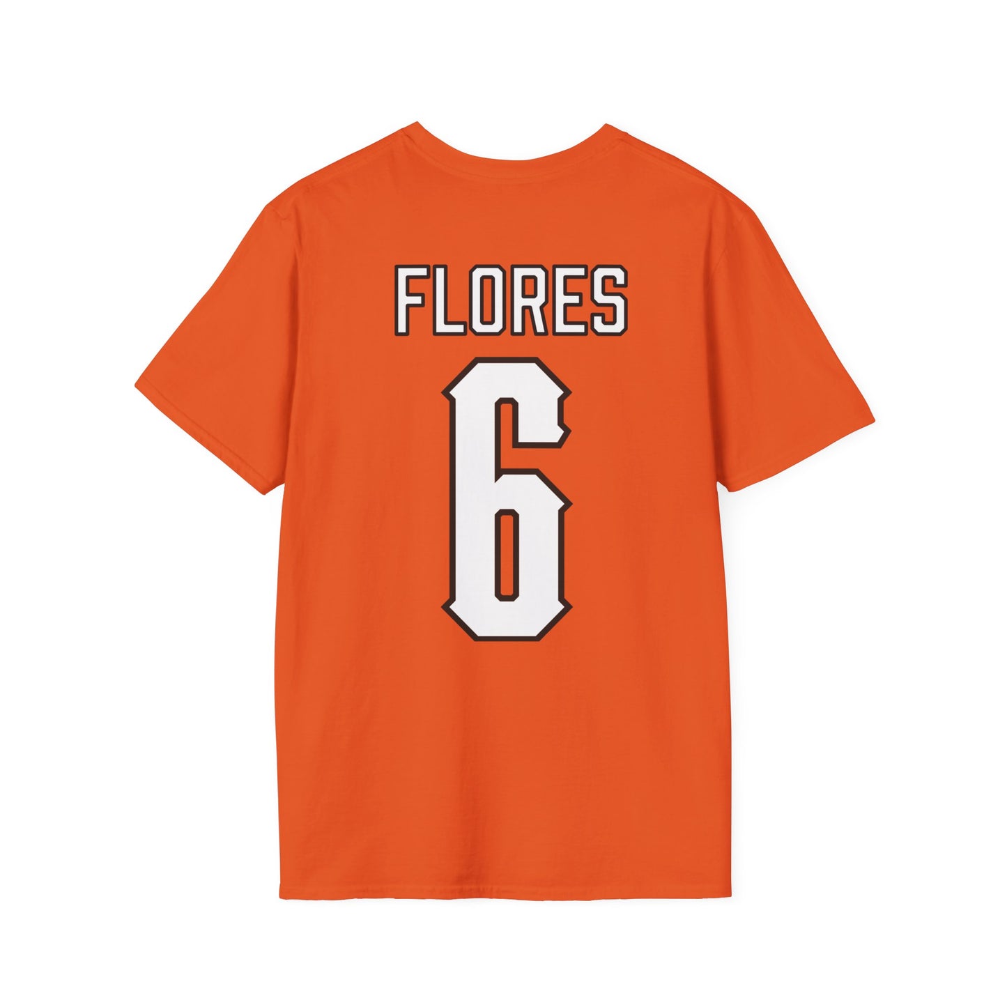 Zane Flores #6 Orange Cursive Cowboys T-Shirt