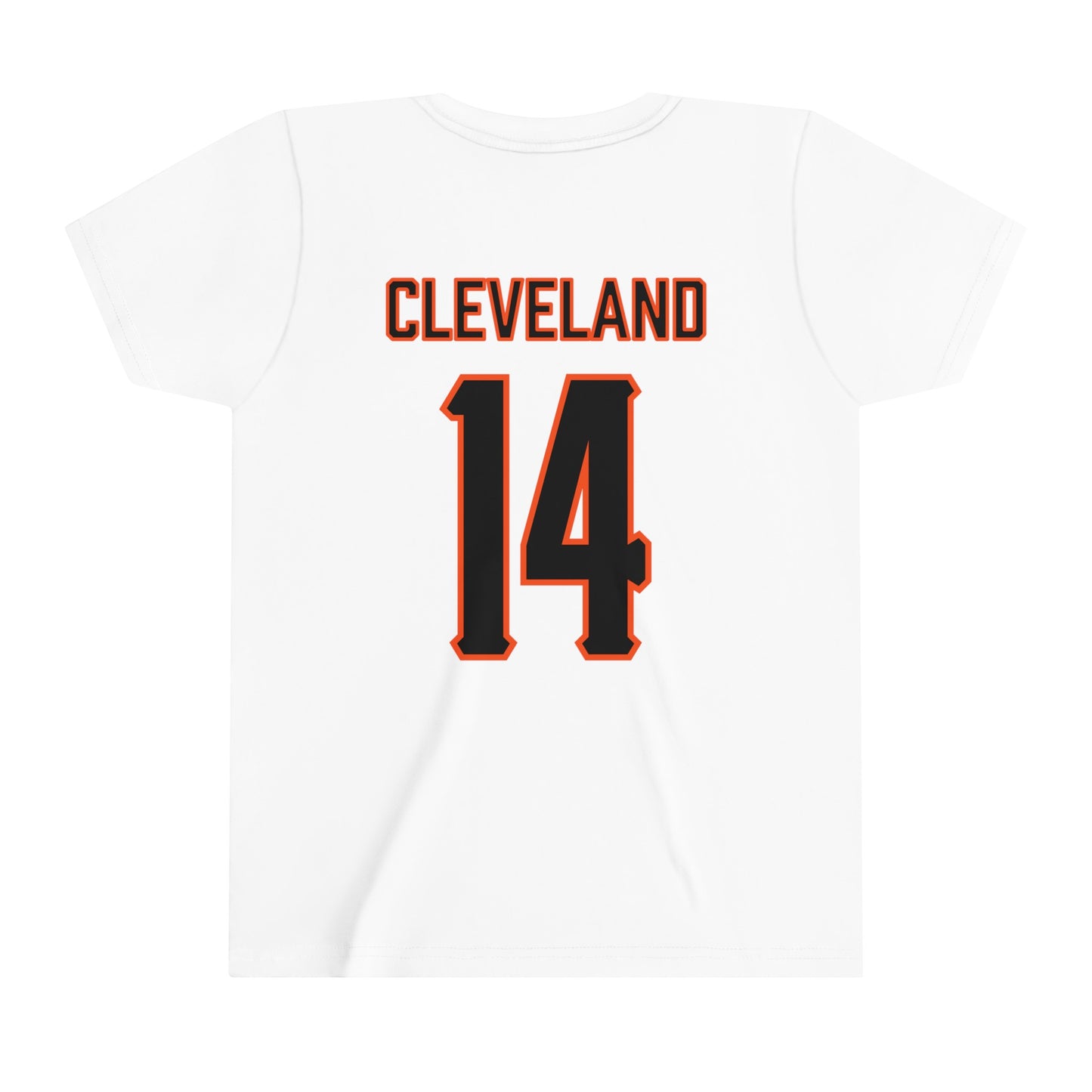 Youth Landyn Cleveland #14 Cursive Cowboys T-Shirt