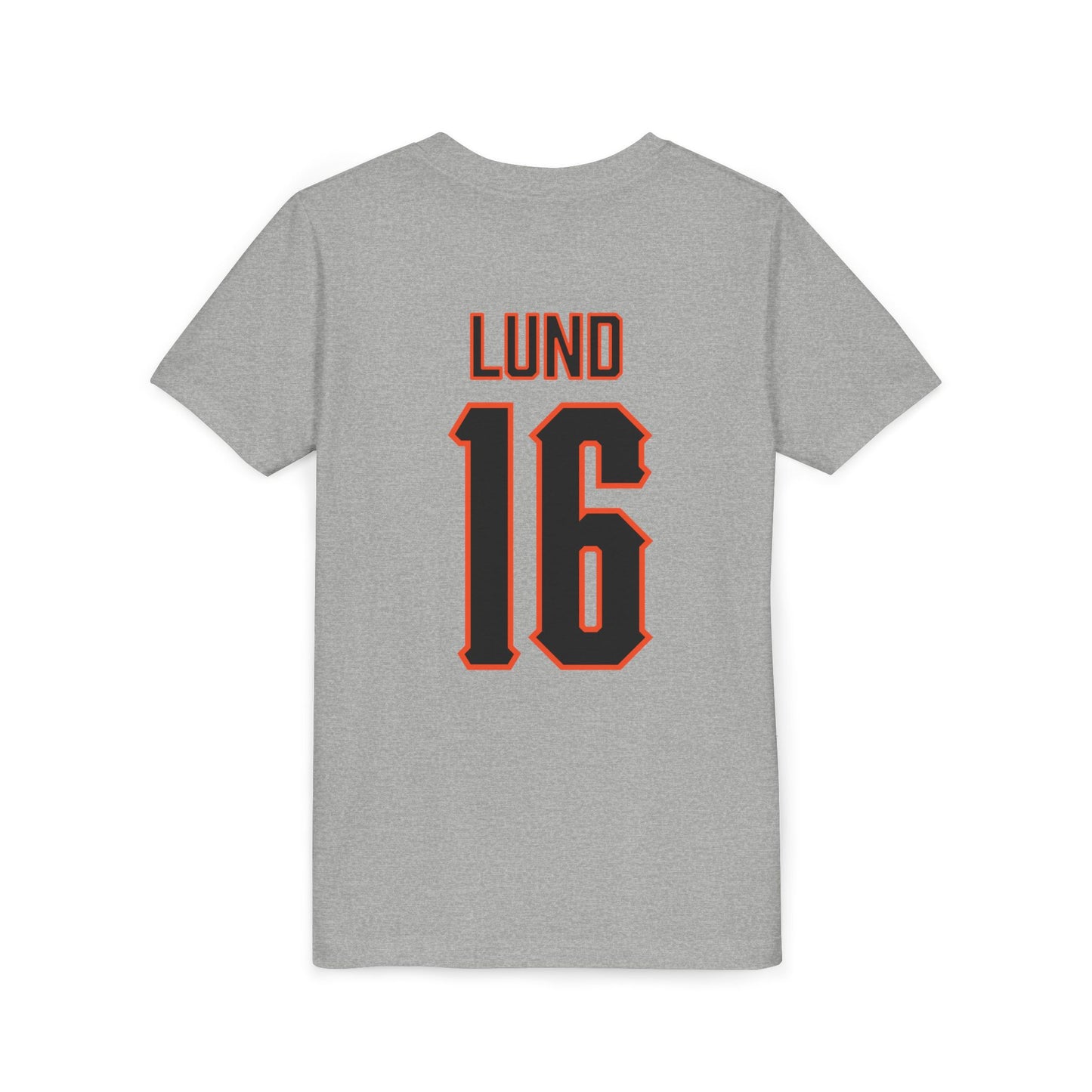 Youth Ethan Lund #16 Cursive Cowboys T-Shirt